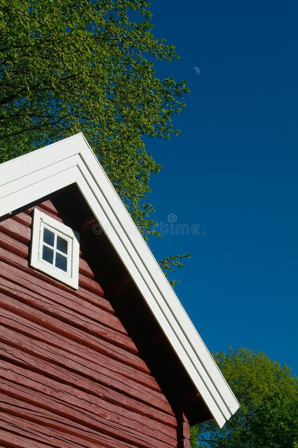 Detail of red log cabin