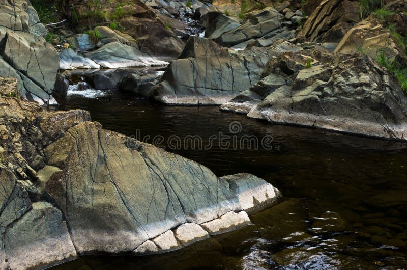 Detail of rocks in water at Black river gorge