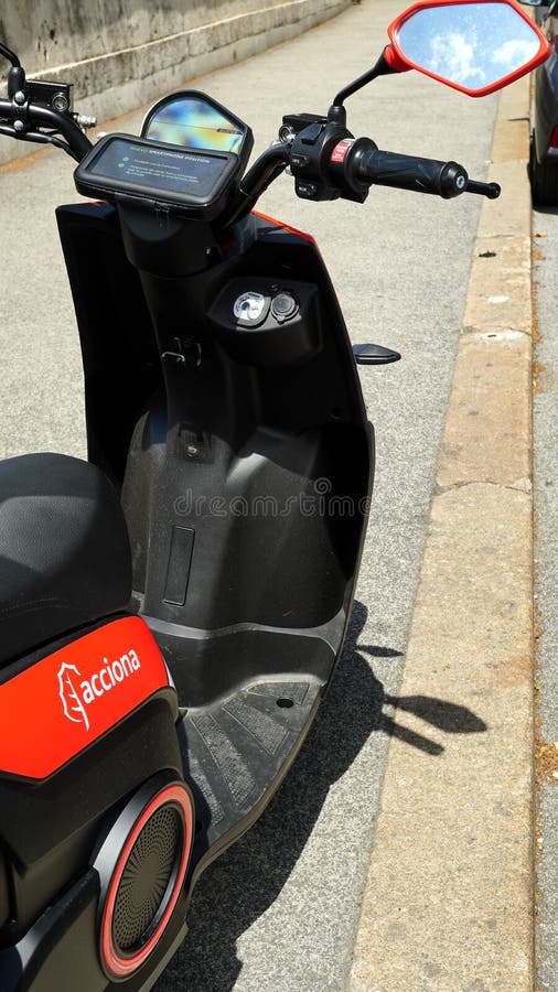 Detail of Scooter Sharing by ACCIONA, Spanish Company Founded in 1997, a Group Consisting of Over 100 Companies Active in Vario Editorial Stock Photo Image of group, design: 196363233