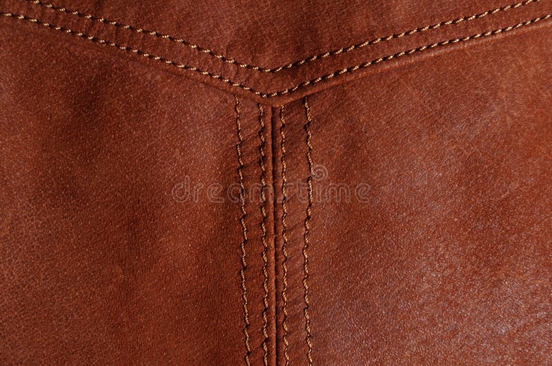 Detail of Seam in Brown Leather Jacket Stock Photo - Image of trends ...