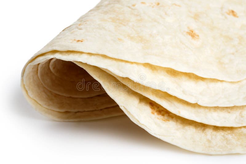 Detail of stack of folded tortilla wraps. stock photos