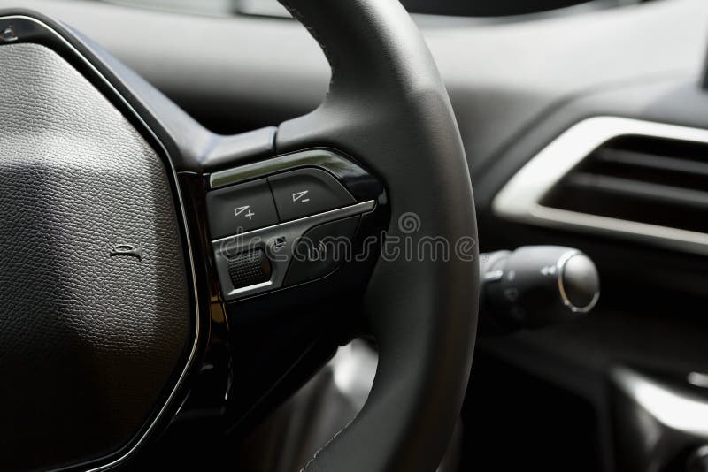Detail of the Steering Wheel Buttons of a Car. Stock Image Image of
