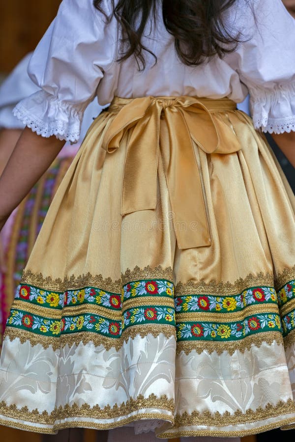 Detail of traditional Slovak folk costume worn by women