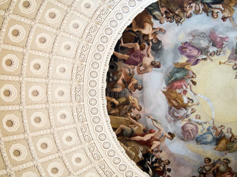 Detail van het Schilderen in de het Capitoolbouw van Verenigde Staten royalty-vrije stock afbeelding Detail van het Schilderen in de het Capitoolbouw van Verenigde Staten royalty-vrije stock afbeelding