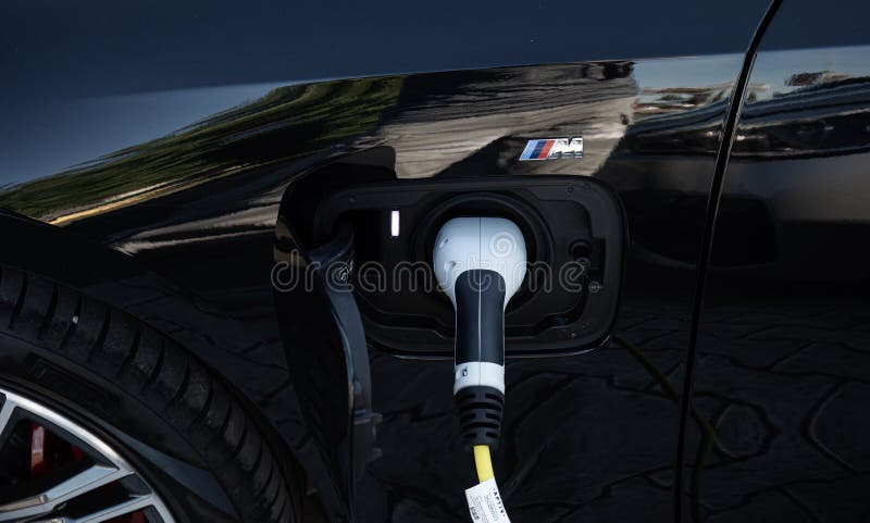 Detail View Of A Bmw Plug In Hybrid Electric Vehicle While Charging