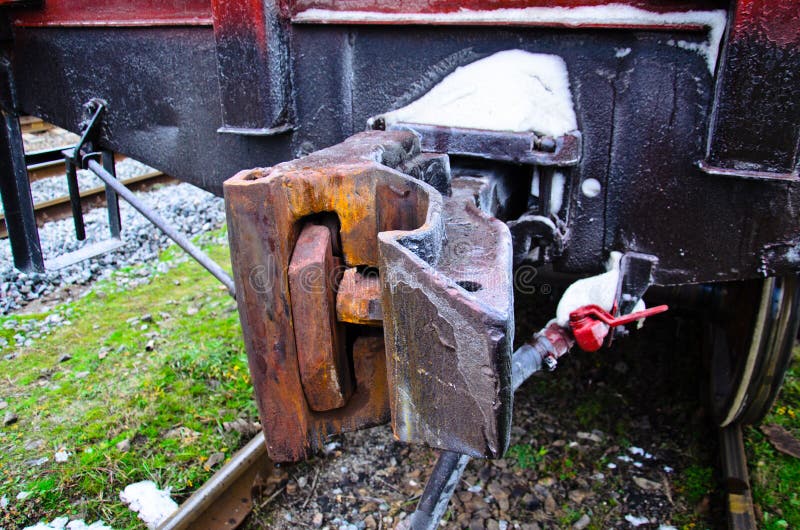 Detail View on a Cargo Train Coupler Stock Image Image of carriage