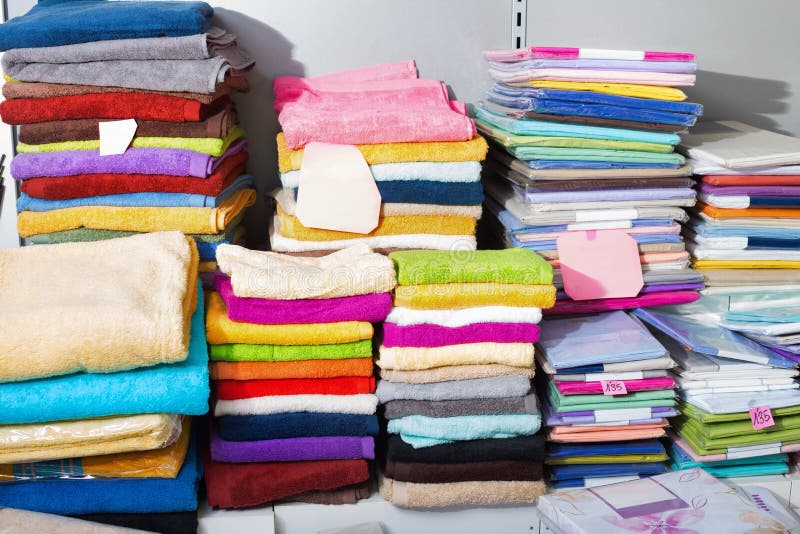 Detail View of Loop Towels and Bed Sheets Stock Image - Image of flaxen ...