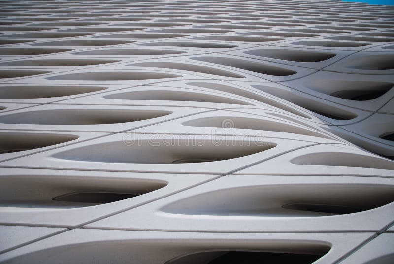Detail view of modern architecture. The Broad white building with modular windows in Los Angeles royalty free stock photography