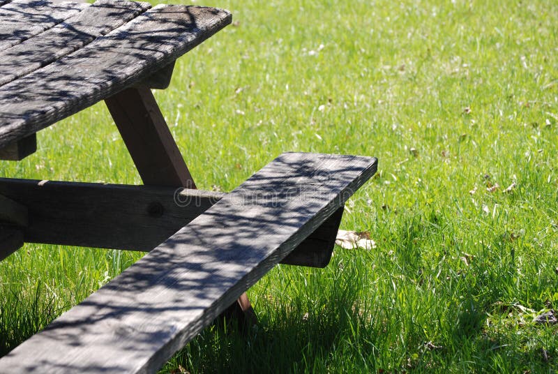 Vedere detaliată a tabelului de picnic din parc royalty free stock images
