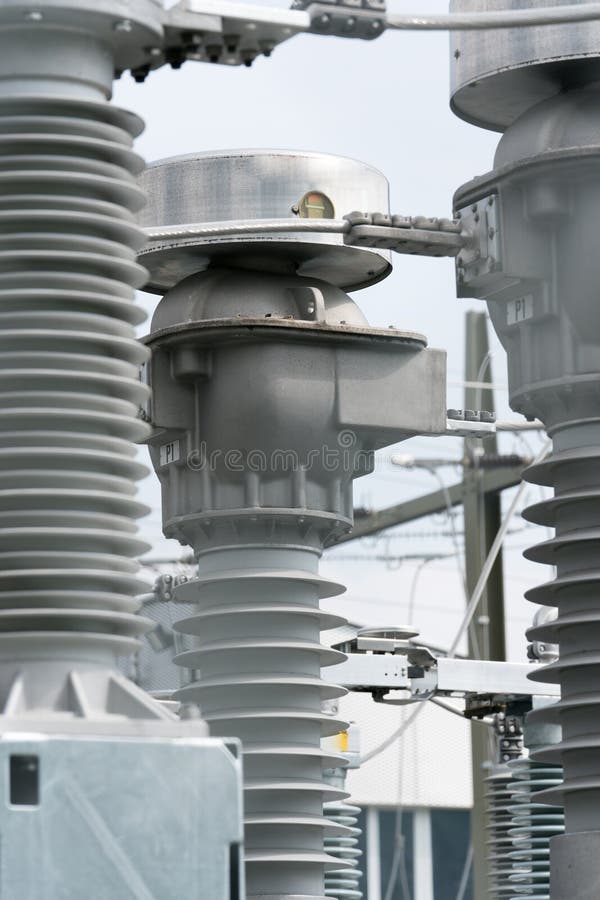 Detail View of Transformers and Conduits at an Electric Power Station Stock Photo Image of