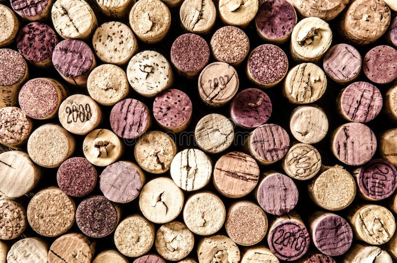 Detail of wine corks in color vintage style stock image