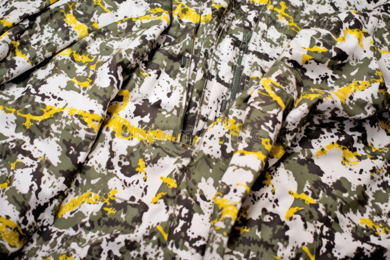 Detail of winter camouflage on military ski wear stock images
