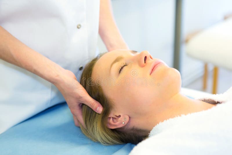 Detail Of A Woman Face Receiving A Relaxing Facial Massage Stock Image Image Of Therapy Woman