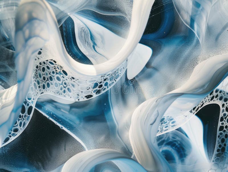 Detailansicht eines blau-weiß gestrichenen Gemäldes, perfekt für Kunst oder Design Inspiration stockfoto
