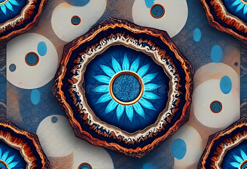 A detailed abstract pattern composition, with bright circular central element and patterns around royalty free stock photos