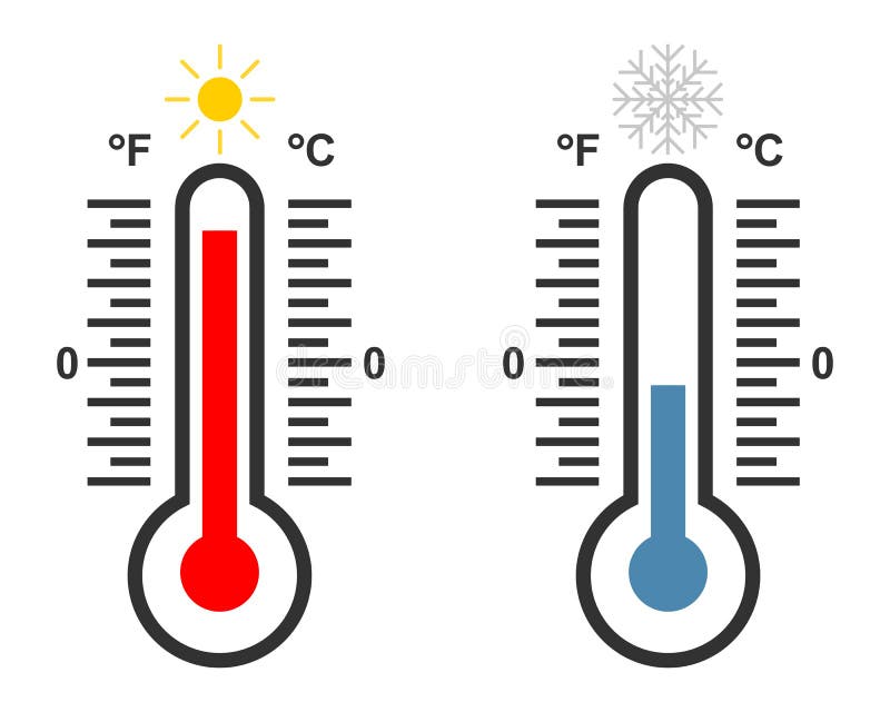 Thermometer with High and Low Temperature Stock Vector - Illustration of  thermometer, yellow: 158042966