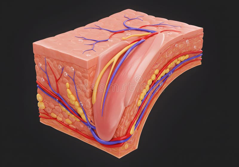 Human skin tissue cross section anatomy royalty free illustration