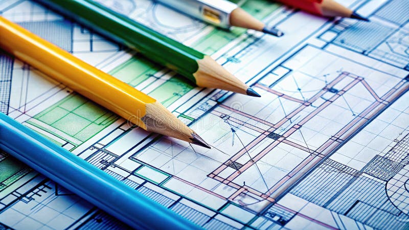 Detailed Architectural Blueprint Comprehensive Technical Drawings for Construction Planning royalty free illustration