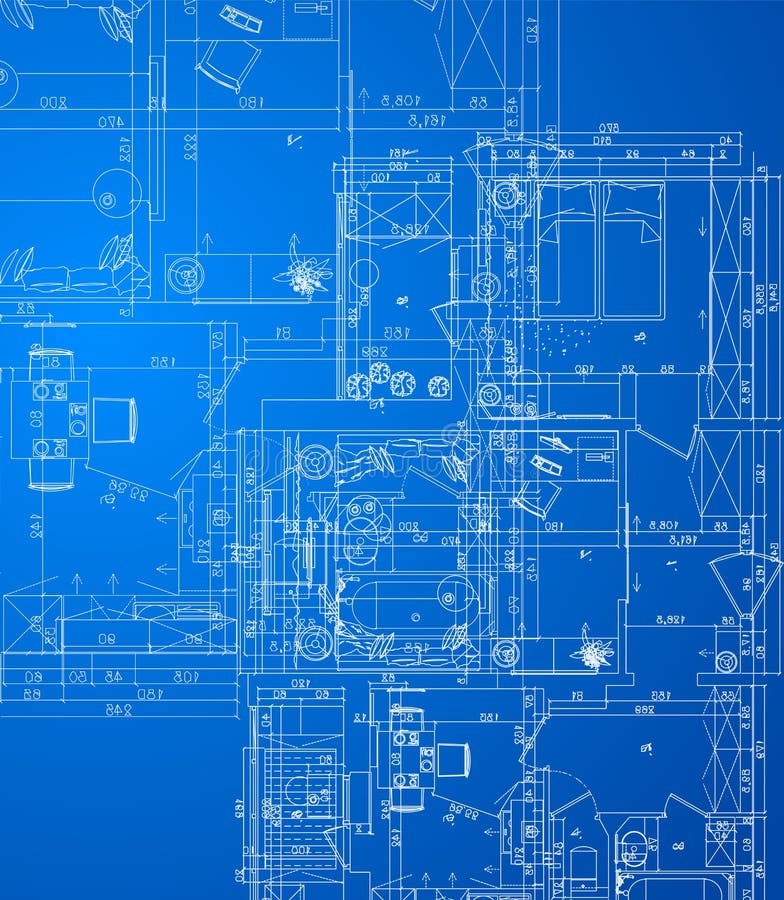 Detailed architectural plan stock illustration