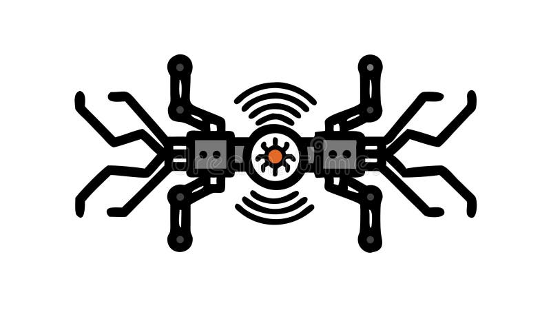 Mechanical spider with radar, advanced surveillance, signal tech, vector design Generative AI stock illustration