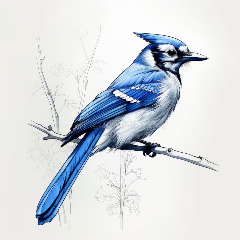 Blue Drawing Jay Line Stock Illustrations – 44 Blue Drawing Jay