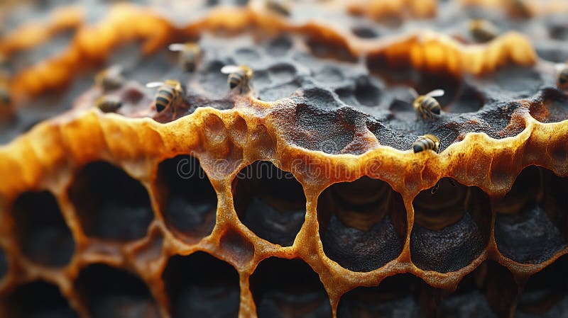 Detailed close up beehive showing stock illustration