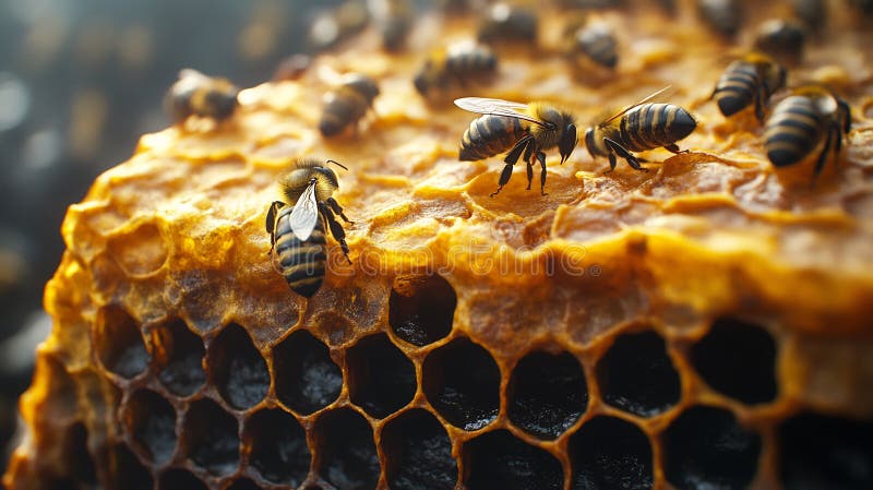 Detailed close up beehive showing vector illustration