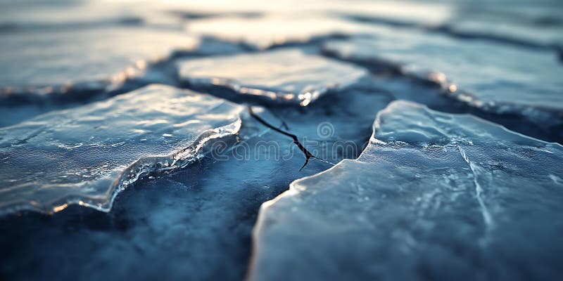 Detailed CloseUp of Cracked Ice with Deep Blue Reflections for WinterThemed Designs Frozen Aesthetic or Nature Textures royalty free illustration