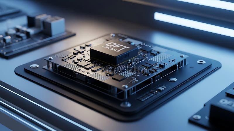 Quantum Circuit Board with QFT Module stock illustration