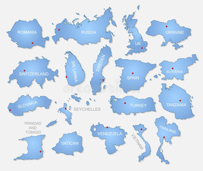 Detailed countries collection royalty free illustration
