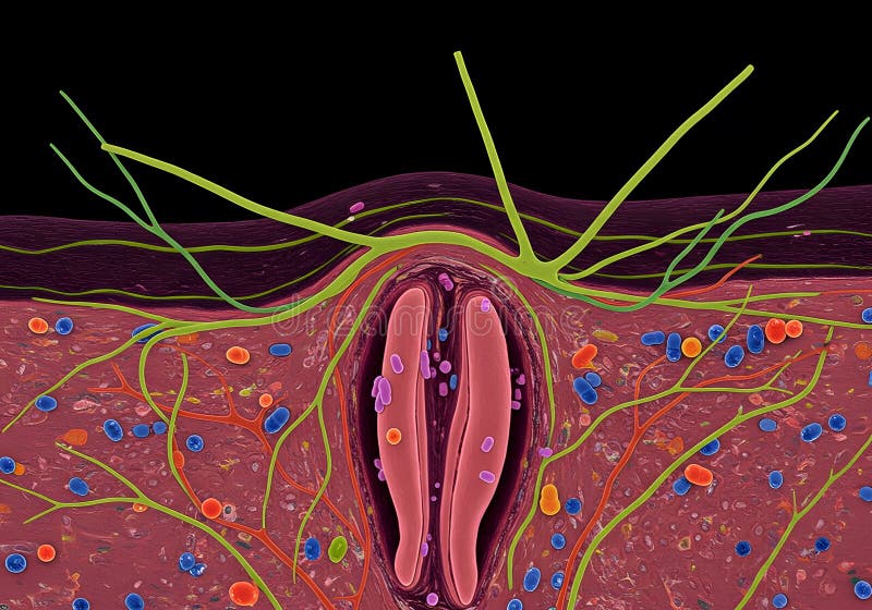 Skin cross section anatomy diagram royalty free illustration