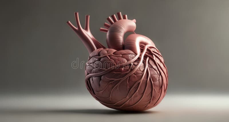 A detailed 3D rendering of a human heart royalty free illustration