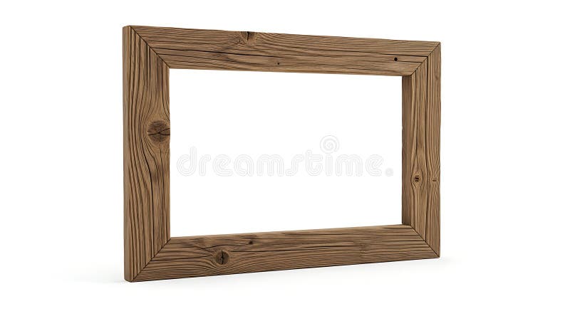 Rustic reclaimed wood frame on white background stock illustration