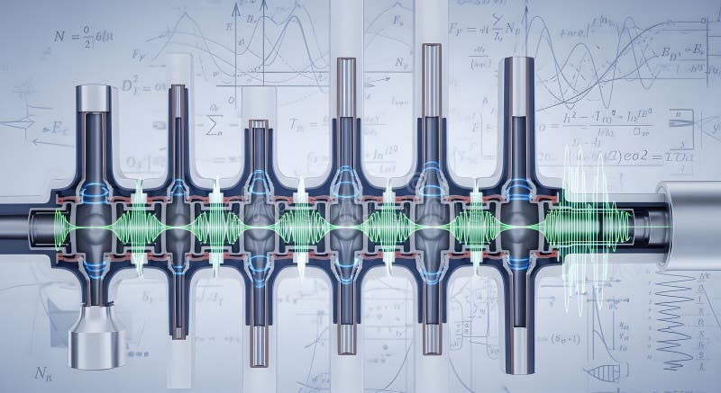 Quantum Energy Flow in Advanced Scientific Apparatus vector illustration