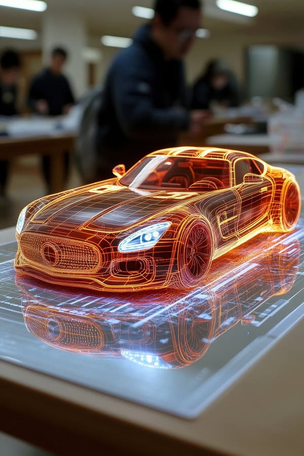High-tech car model demonstration in a modern design studio during a creative workshop event stock photos