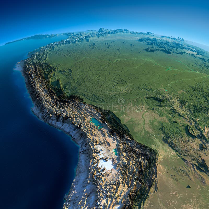 Detailed Earth. Bolivia, Peru, Brazil