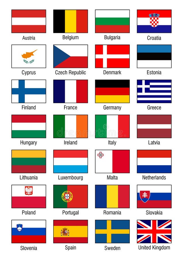 bede Forfalske forsendelse European Union Countries Flags. Europe Travel States, EU Member Country Flag  Vector Set Stock Vector - Illustration of germany, nation: 144323749