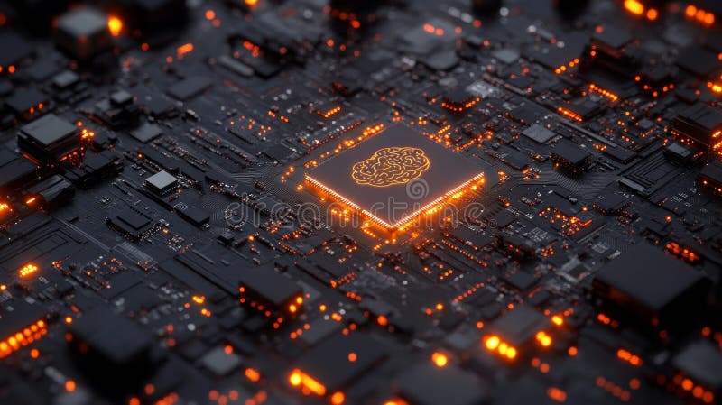 A detailed graphic displaying the intricate system of interconnected nodes representing AI and machine learning royalty free stock photography