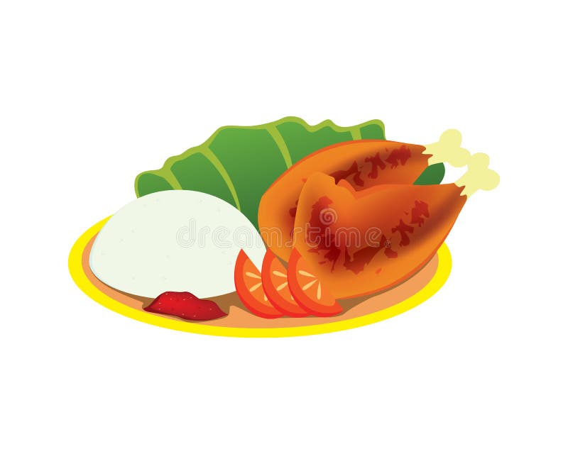 Detailed Grilled Chicken Or Ayam Bakar Package With Rice And Vegetables Illustration Stock Vector Illustration Of Chicken Asian 194672483