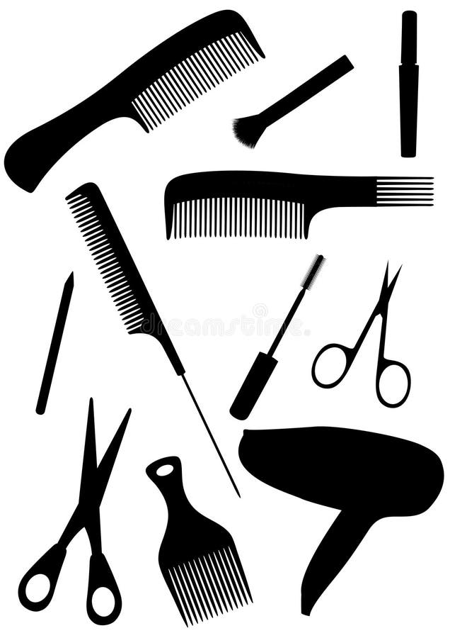Detailed hair style objects isolated vector illustration
