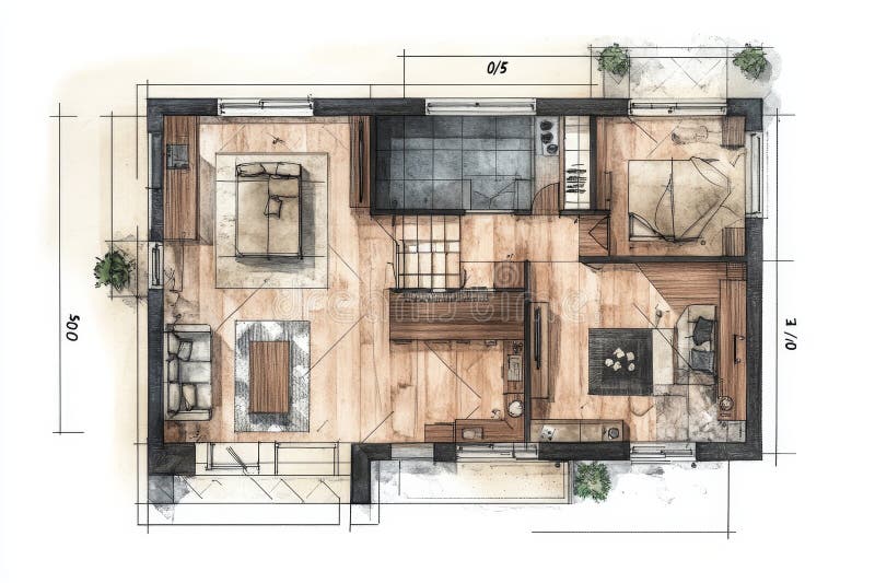 Detailed house plan drawings with floor plans, dimensions, and technical annotations for clarity. Generative AI. Annotations ai stock images, royalty-free photos and pictures