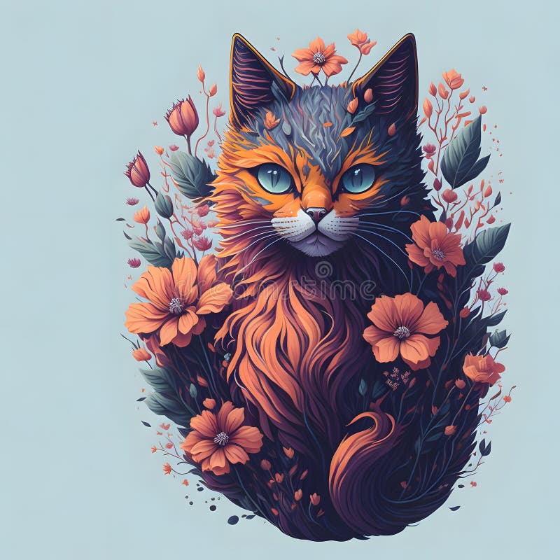 Kitten Cat Flowers T-Shirt Cute Pretty Silhouettes Fashion Kitten Cat Flowers T-Shirt Cute Pretty Silhouettes Fashion