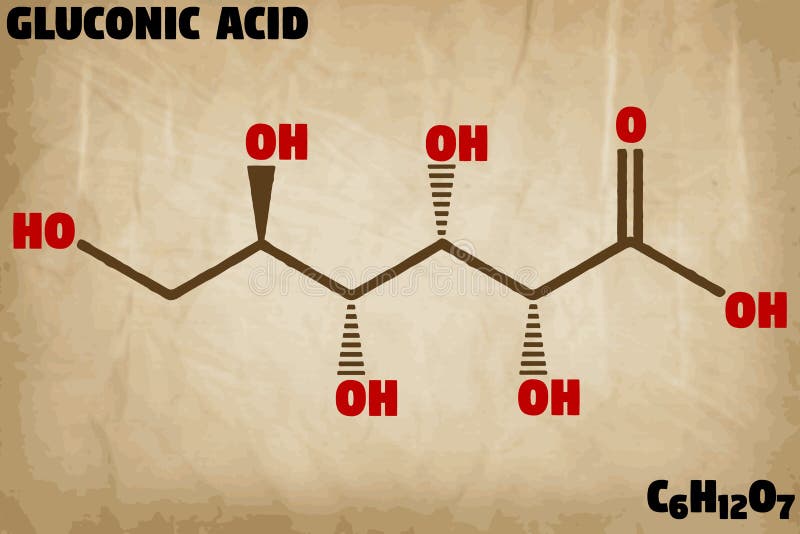 Detailed illustration of the molecule of Gluconic acid vector illustration