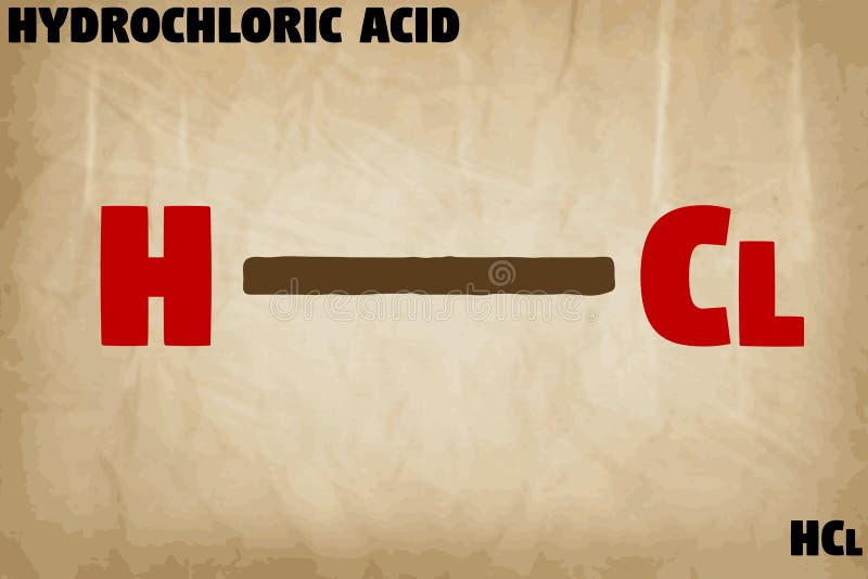 Detailed illustration of the molecule of Hydrochloric acid stock illustration