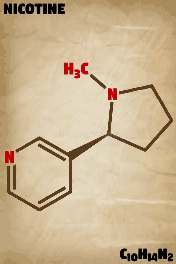 Detailed illustration of the molecule of Nicotine vector illustration