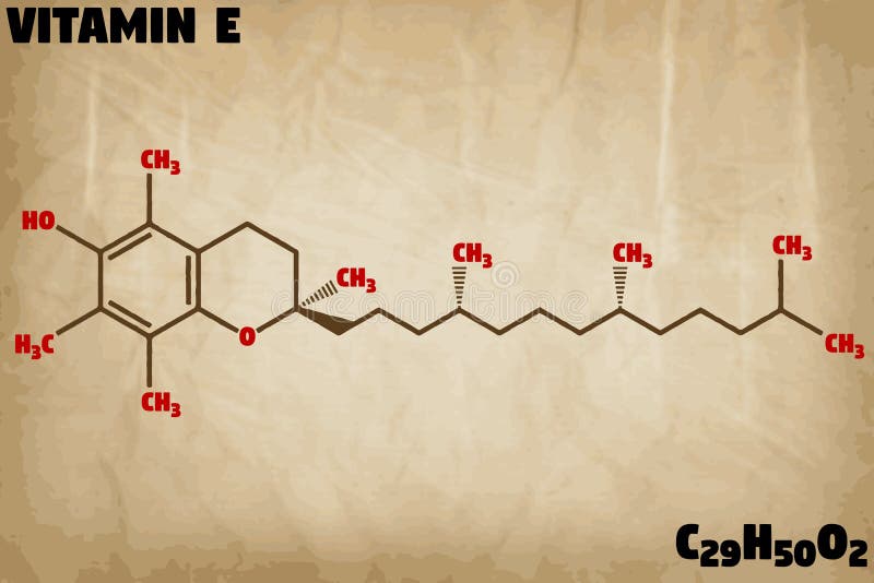 Detailed illustration of the molecule of Vitamin E royalty free illustration