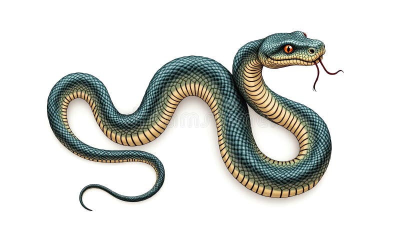 Detailed Illustration of a Patterned Serpent with Open Mouth royalty free illustration