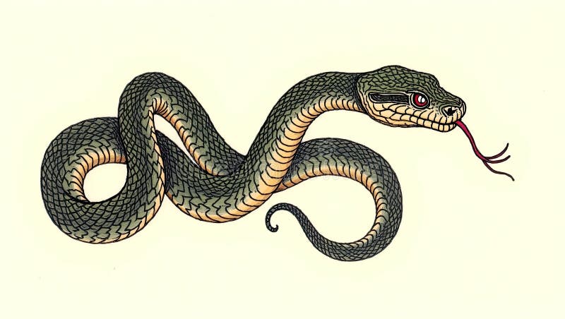 Detailed Illustration of a Patterned Serpent with Open Mouth vector illustration