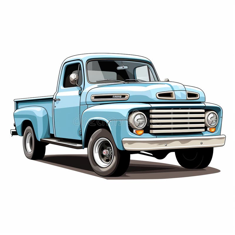 Detailed Illustration of Pickup Truck on White Background Stock ...