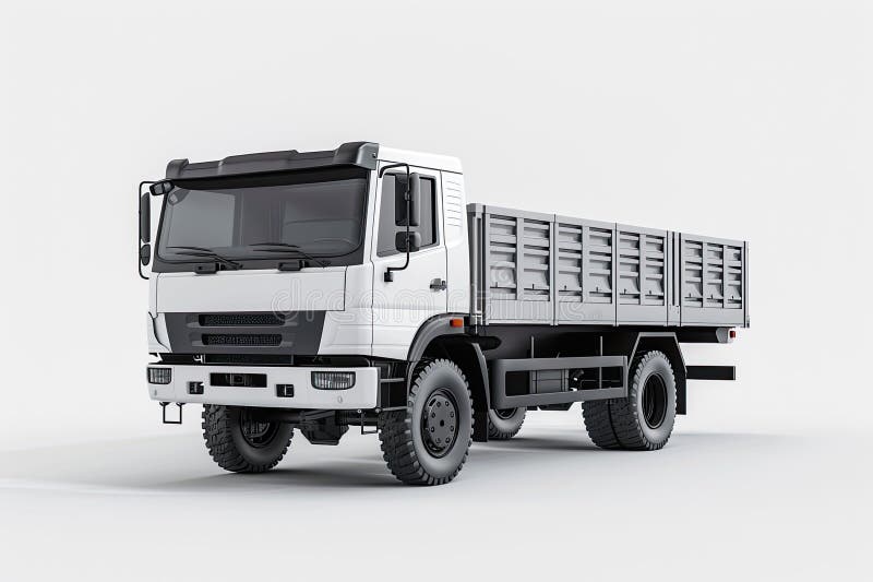 Detailed Image of Cargo Truck Isolated on White Background stock illustration